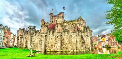 Obraz premium The Gravensteen, a medieval castle in Ghent, Belgium