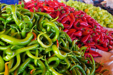 Pepper background texture of hot chili seasoning is a fiery dish for sale.
