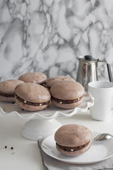 Homemade chocolate meringue sandwich cookies