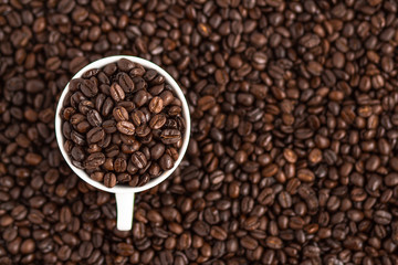 Coffee,coffee bean Coffee in white cup Love coffee Coffee background