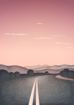 Beautiful sunset lanscape with road