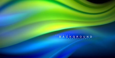 Neon glowing wave, magic energy and light motion background