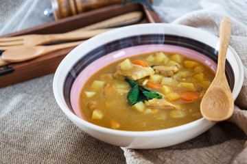 bowl of Mediterranean french fish soup Bouillabaisse