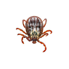 Encephalitis Virus or Lyme Disease Infected Tick Arachnid Insect Pest Isolated on White Background
