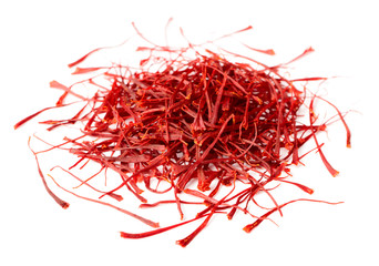 Naklejka premium dried saffron spice isolated on white background