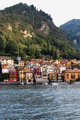 Scenic view of the mountain shore. Italy.