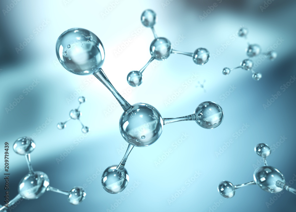 Wall mural science background with molecule or atom, abstract structure for science or medical background