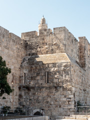 Fragment  of the fortress walls of the old town near Jaffa Gate in Jerusalem