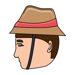 man with hat over white background, vector illustration