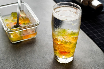 Fototapeta na wymiar Gummy Bears with Vodka Cocktail