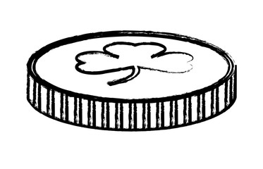 coin with clover icon over white background, vector illustration