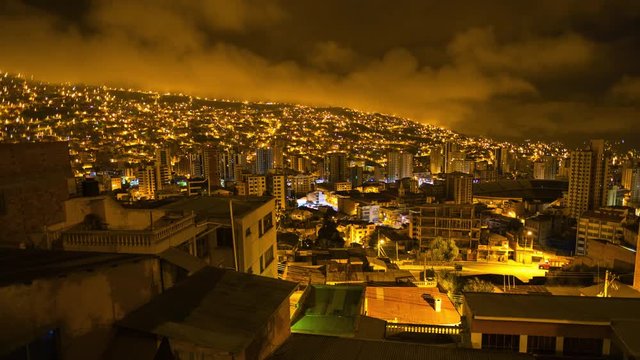 Night to day, sunrise timelapse of the city of La Paz, Bolivia