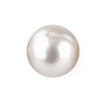 Shimmering white natural pearl isolated on white background