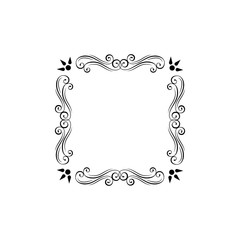 Floral decorative frame. Ornamental floral swirls, scroll elements. Filigree page decorations. Menu design, Wedding invitation, Greeting card design. Vector.
