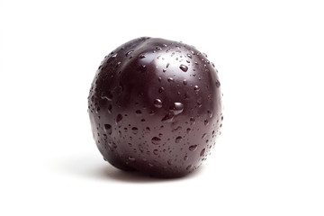 Plum with water drops