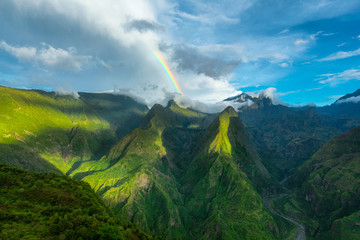 Rainbow over Cap Noir, Dos D'Ane, La Possession, Reunion Island - obrazy, fototapety, plakaty