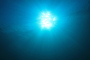 Sunburst in ocean  