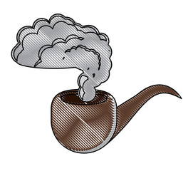 Smoking Pipe With Smoke over white background, colorful design. vector illustration