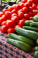 Fresh Squash and Tomatoes at a Local Farmer's Market