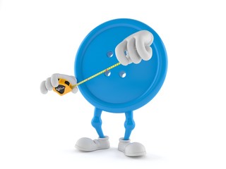 Button character holding measuring tape