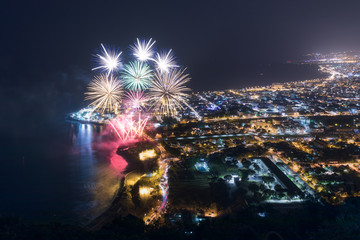 Fireworks over Saint Denis in Reunion Island