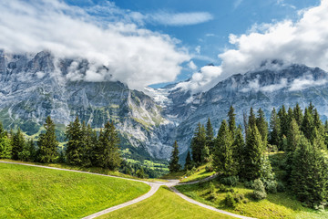 Views from First Mountain in the Jungfrau Region Grindelwald, Switzerland