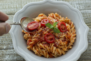 Fusilli Pasta with Tomato Sauce