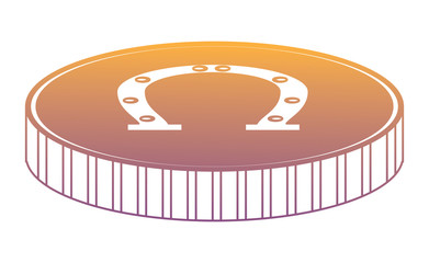 coin with lucky horseshoe icon over white background, vector illustration