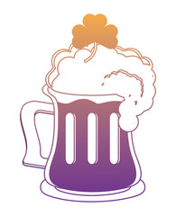 irish beer mug with a clover over white background, vector illustration