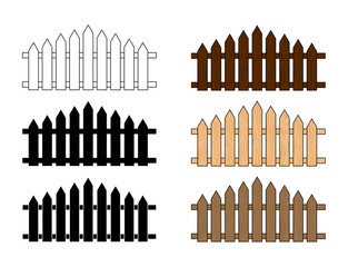 Wooden fence set.  Simple  design isolated on white background