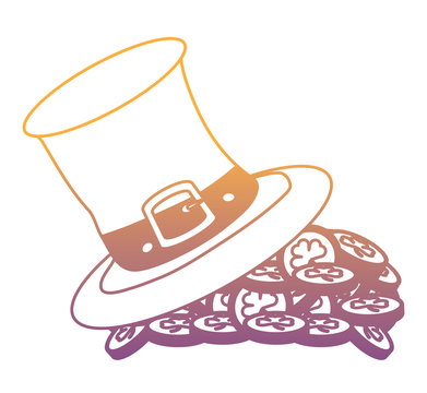 irish top hat and coins over white background, vector illustration