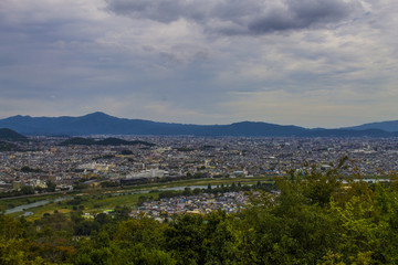 Panoramic view of Arashiyama city, Kyoto, Japan