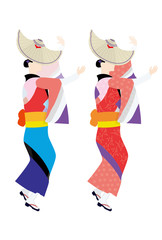 盆踊り　踊り子イラスト