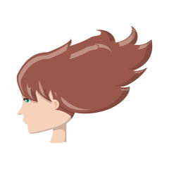 woman profile with long hair over white background, vector illustration