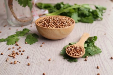 Coriander seeds and fresh