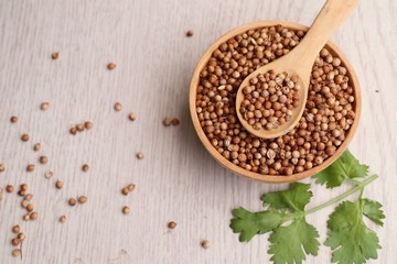 Coriander seeds and fresh