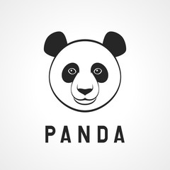 Panda bear face on the white background. Vector illustration