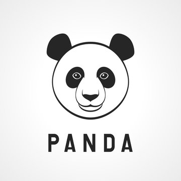 Panda bear face on the white background. Vector illustration