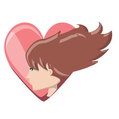 heart with profile of woman icon over white background, colorful design. vector illustration