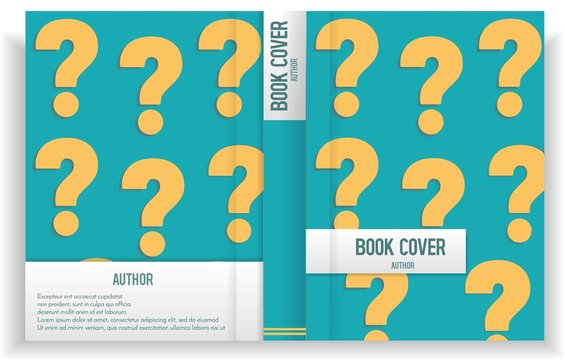 Modern creative book cover design with question symbols. Perfect for non-fiction,science books, manual, booklet, flyer, portfolio, business catalog, magazine. A4 full book cover concept.