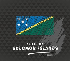 Flag of Solomon Islands, vector pen illustration on black background