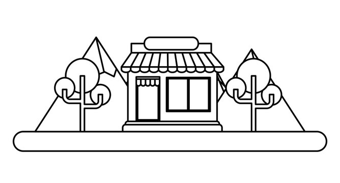 trees and stores over white background, vector illustration