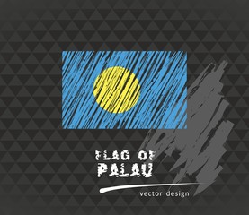 Palau flag, vector sketch hand drawn illustration on dark grunge background