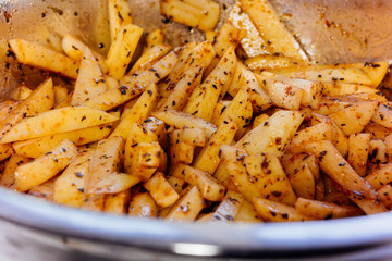 raw potato marinated in herbs