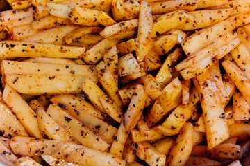 background of spicy potato in herbs