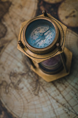 Compass Hourglass On Map