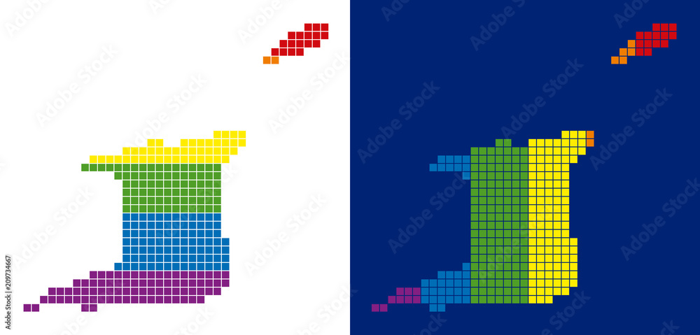 Aufkleber dot lgbt trinidad and tobago map versions. vector geographic plans in spectrum colors with vertical 