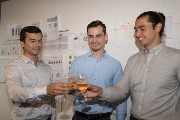 Group of business people have a drink in office after meeting,provide good employment conditions for new project.