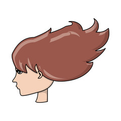 woman profile with long hair over white background, vector illustration