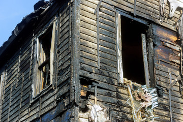 Dramatic fiery destruction to a house. Useful image for any fire prevention theme after fire
